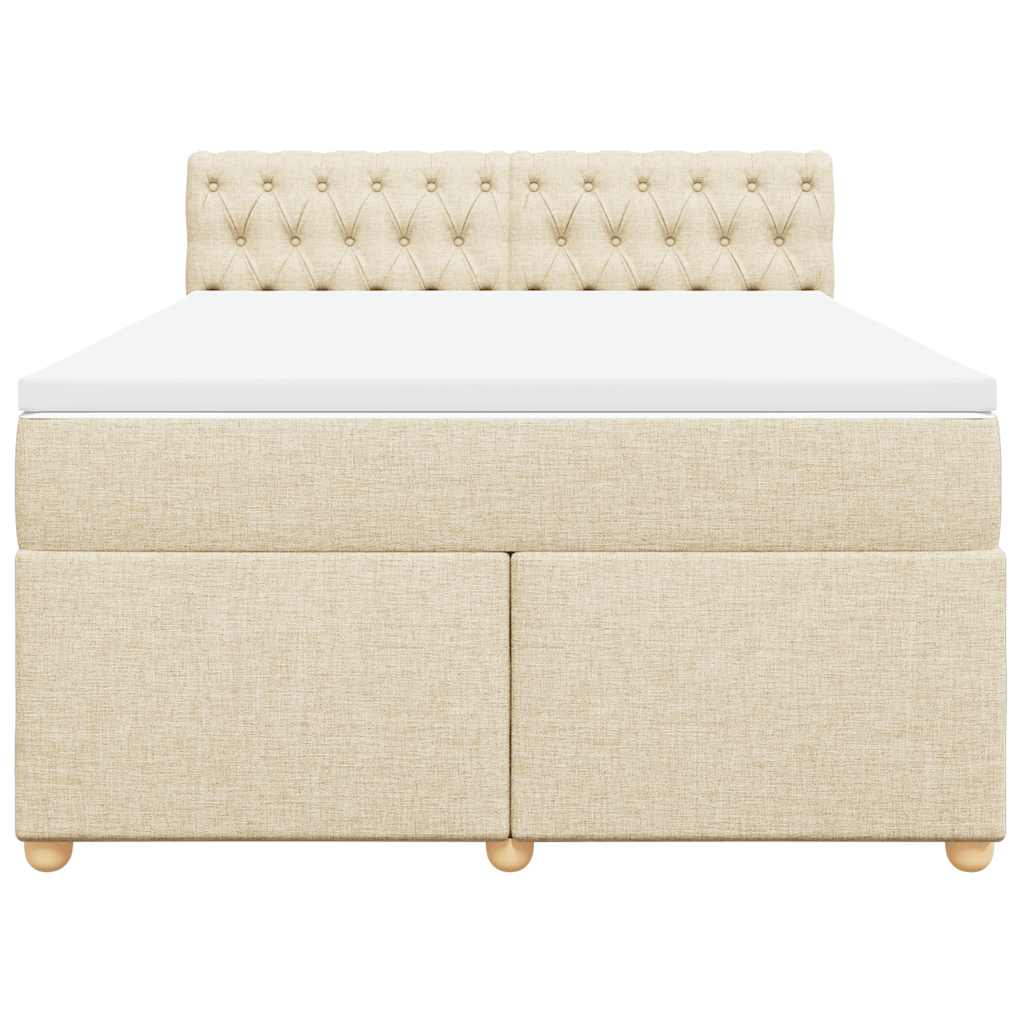 vidaXL Lit coffre avec matelas crème 140x190 cm Tissu