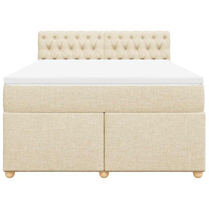 vidaXL Lit coffre avec matelas crème 140x190 cm Tissu