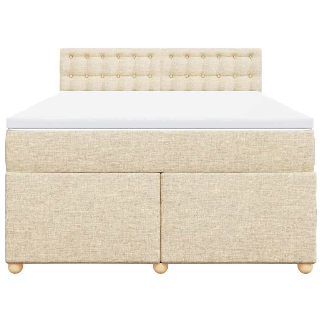 vidaXL Lit coffre avec matelas crème 140x190 cm Tissu