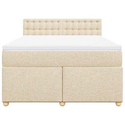 vidaXL Lit coffre avec matelas crème 140x190 cm Tissu