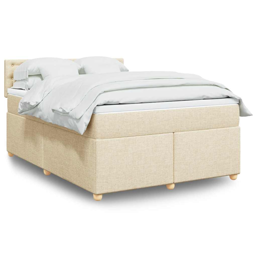vidaXL Lit coffre avec matelas crème 140x190 cm Tissu