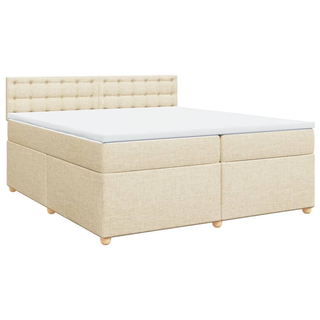 vidaXL Boxspringbett mit Matratze Creme 200x200 cm Stoff
