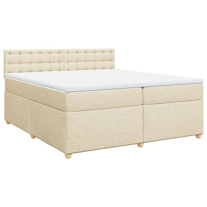 vidaXL Boxspringbett mit Matratze Creme 200x200 cm Stoff