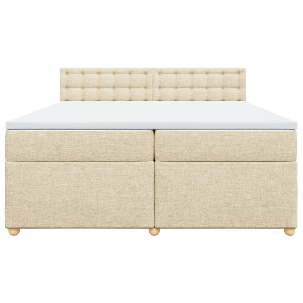 vidaXL Boxspringbett mit Matratze Creme 200x200 cm Stoff