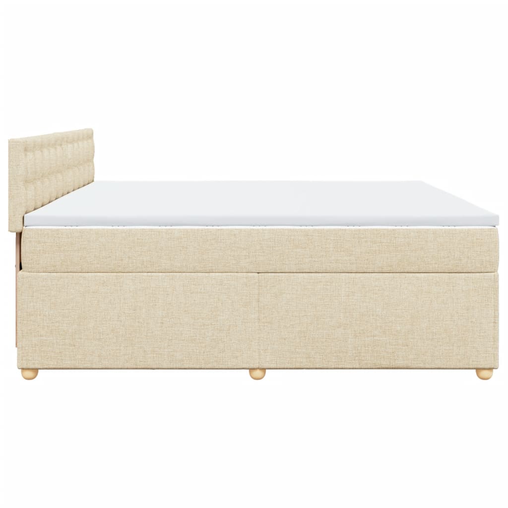 vidaXL Boxspringbett mit Matratze Creme 200x200 cm Stoff