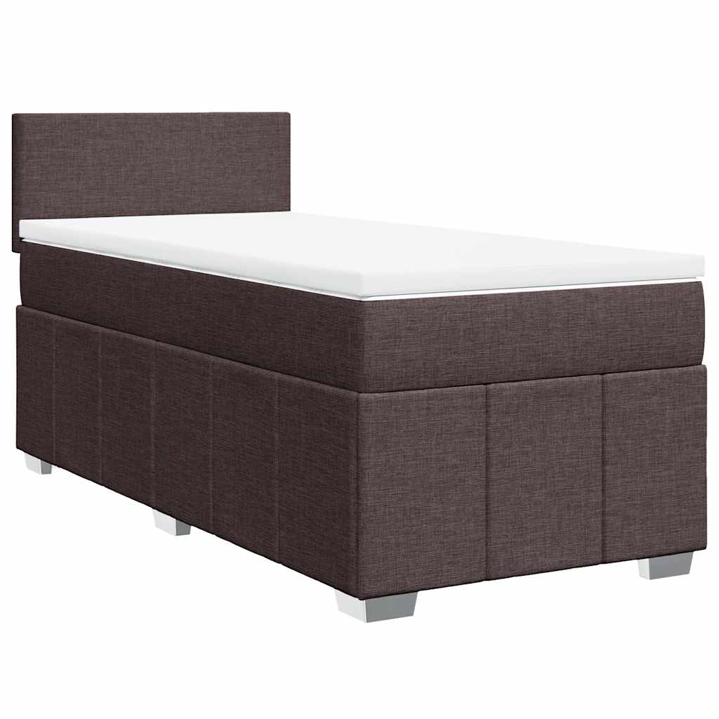 vidaXL Lit boxspring avec matelas Marron foncé 90x200 cm Tissu