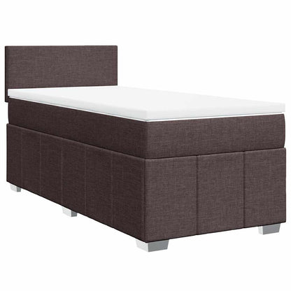 vidaXL Lit boxspring avec matelas Marron foncé 90x200 cm Tissu