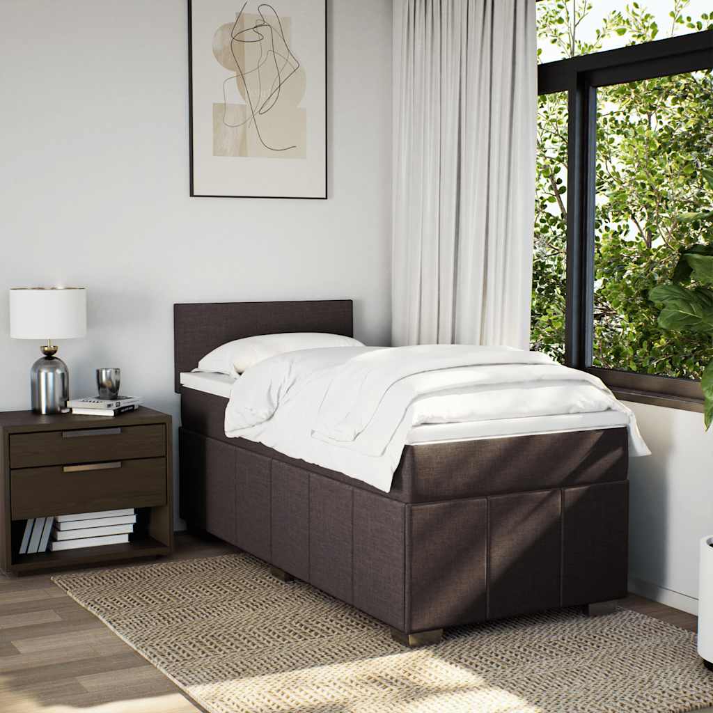 vidaXL Lit boxspring avec matelas Marron foncé 90x200 cm Tissu