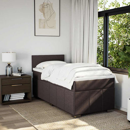 vidaXL Lit boxspring avec matelas Marron foncé 90x200 cm Tissu