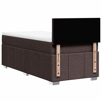 vidaXL Lit boxspring avec matelas Marron foncé 90x200 cm Tissu