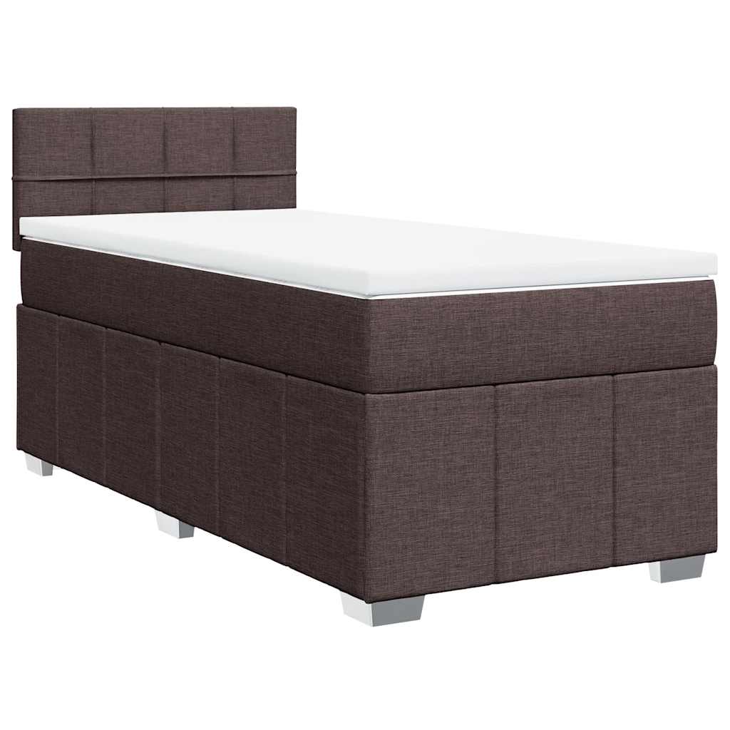 vidaXL Lit boxspring avec matelas Marron foncé 90x200 cm Tissu