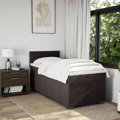 vidaXL Lit boxspring avec matelas Marron foncé 90x200 cm Tissu