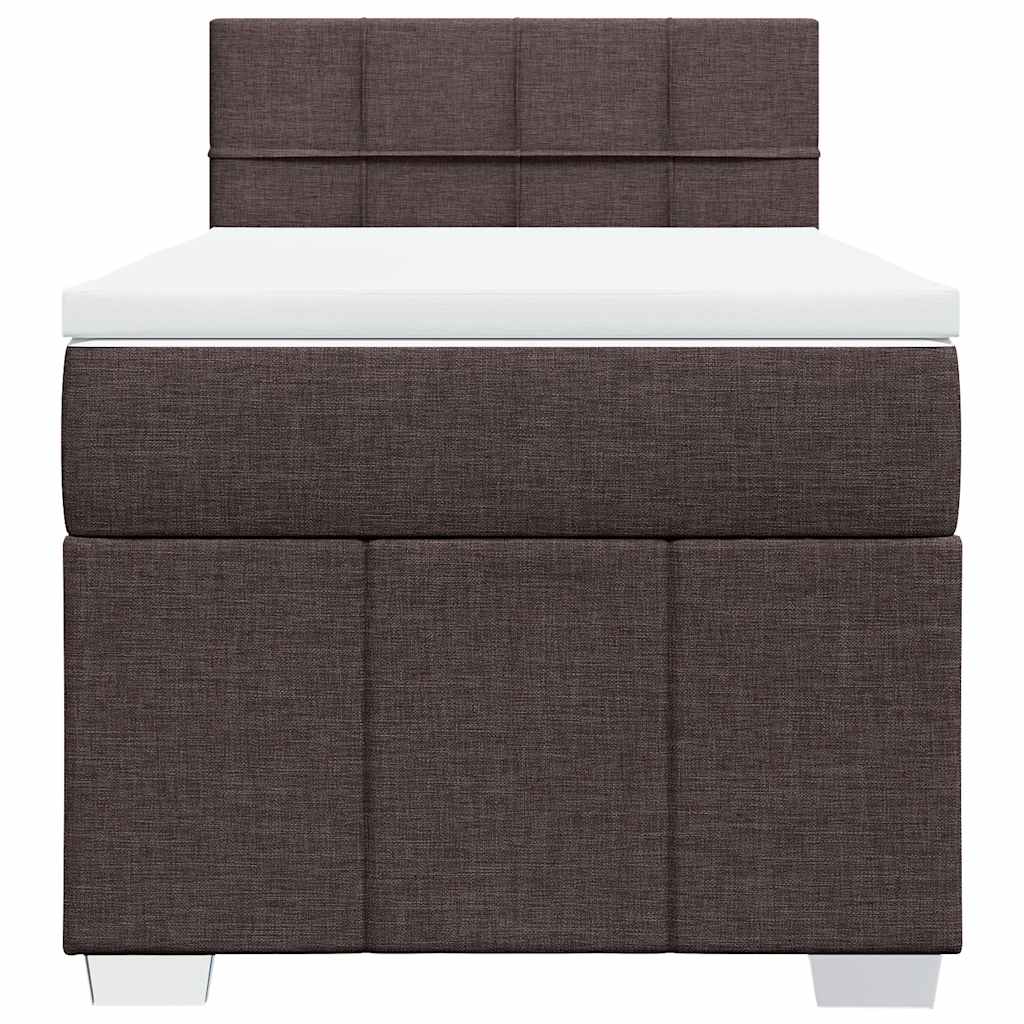 vidaXL Lit boxspring avec matelas Marron foncé 90x200 cm Tissu