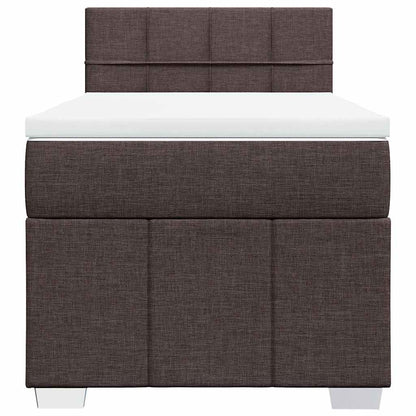 vidaXL Lit boxspring avec matelas Marron foncé 90x200 cm Tissu