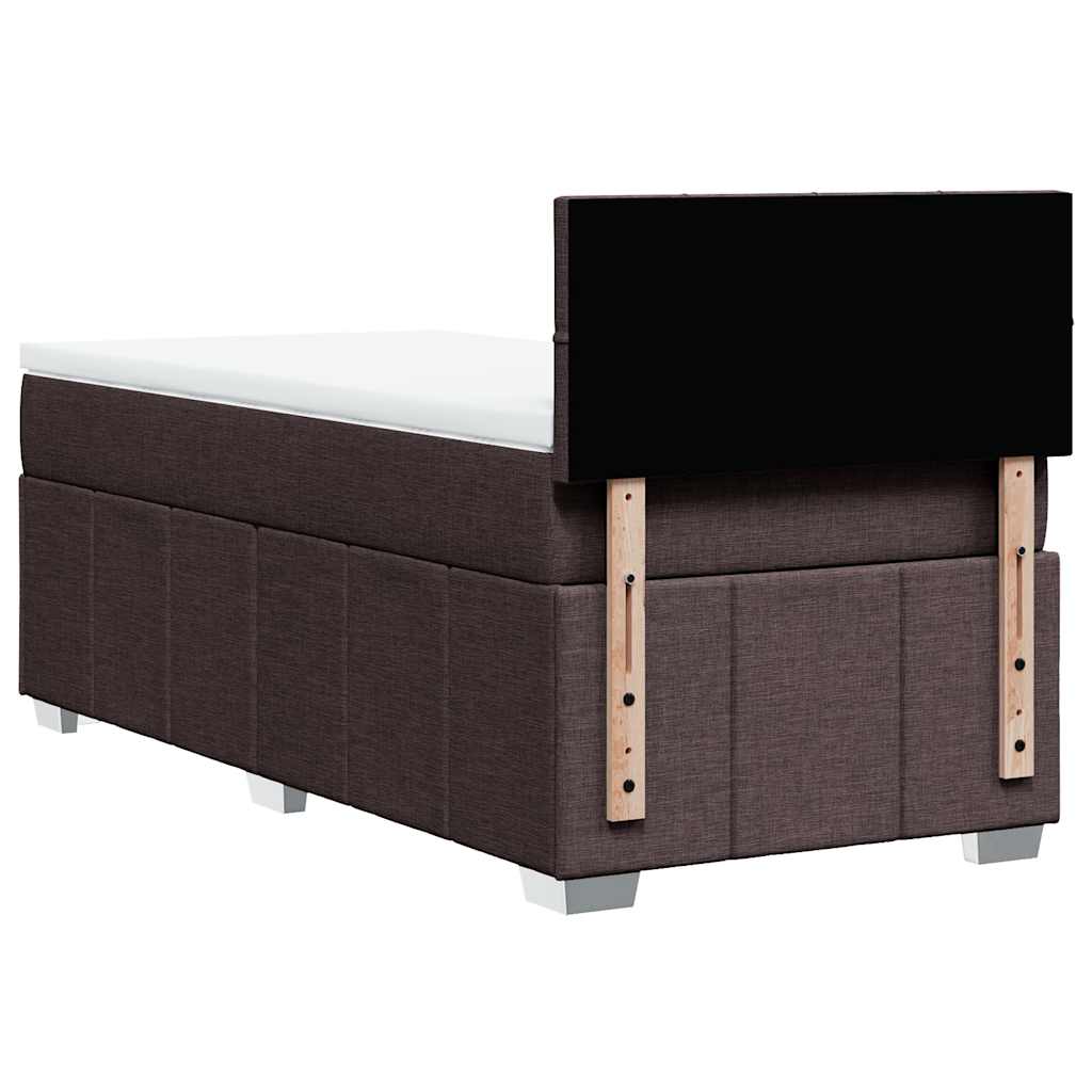 vidaXL Lit boxspring avec matelas Marron foncé 90x200 cm Tissu