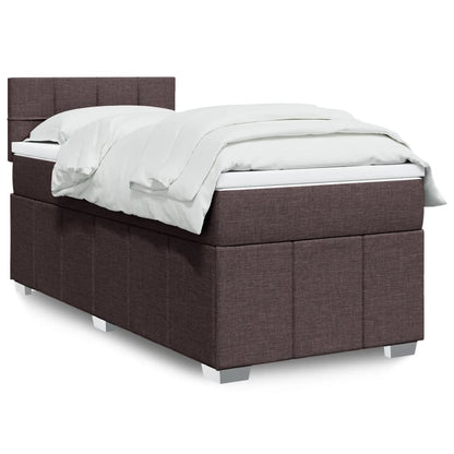 vidaXL Lit boxspring avec matelas Marron foncé 90x200 cm Tissu