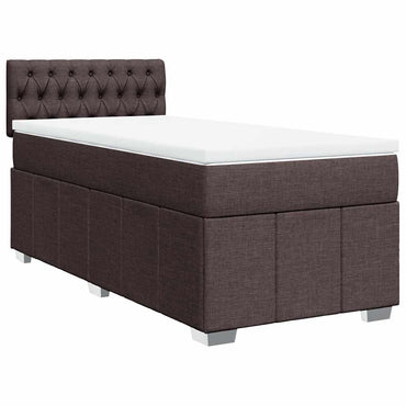 vidaXL Lit boxspring avec matelas Marron foncé 90x200 cm Tissu