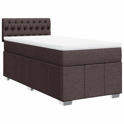 vidaXL Lit boxspring avec matelas Marron foncé 90x200 cm Tissu