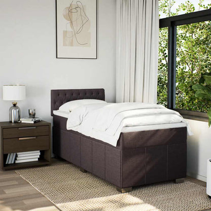 vidaXL Lit boxspring avec matelas Marron foncé 90x200 cm Tissu