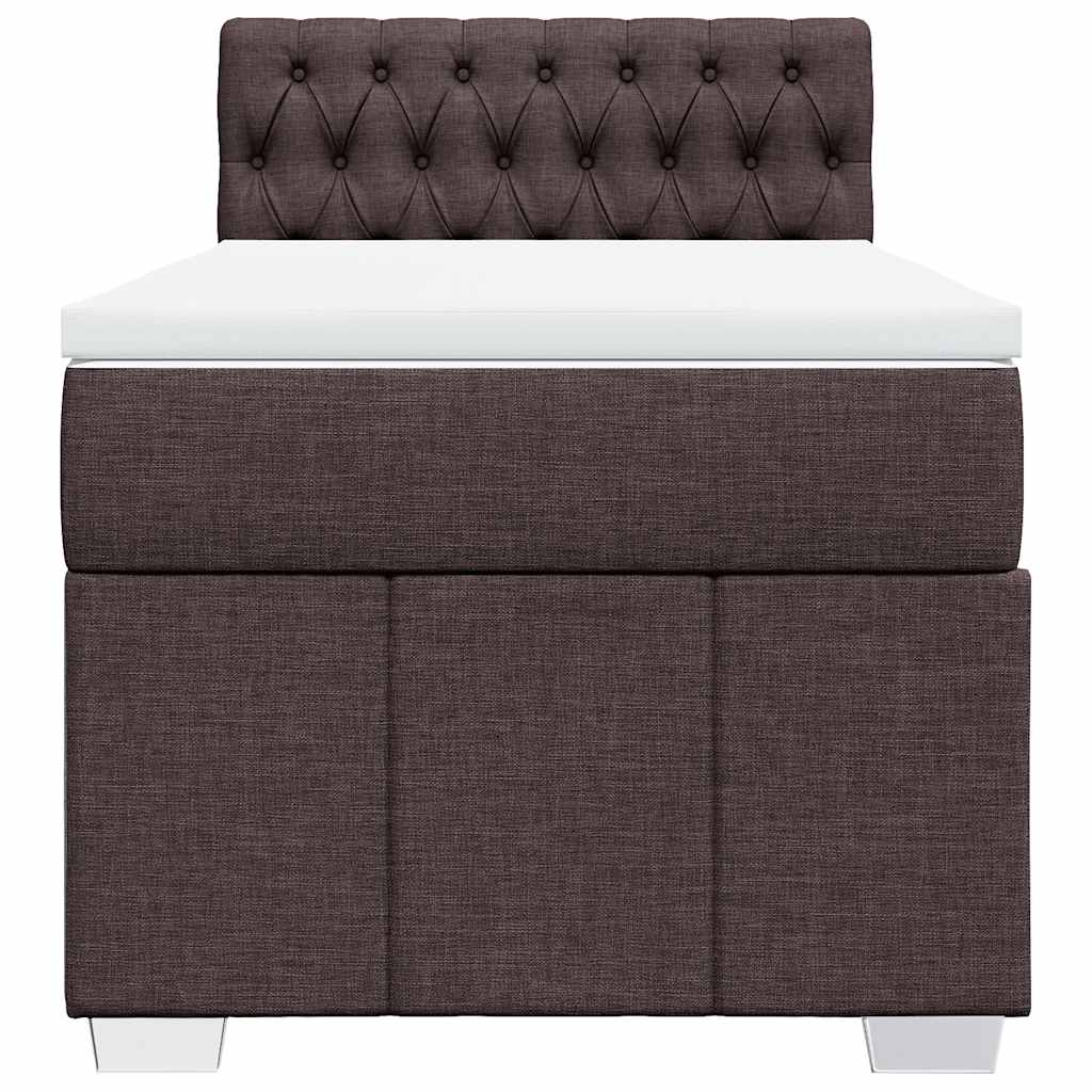 vidaXL Lit boxspring avec matelas Marron foncé 90x200 cm Tissu