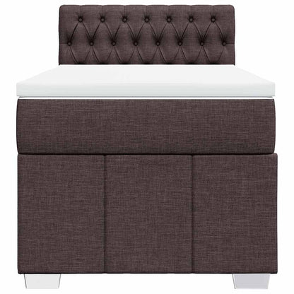 vidaXL Lit boxspring avec matelas Marron foncé 90x200 cm Tissu