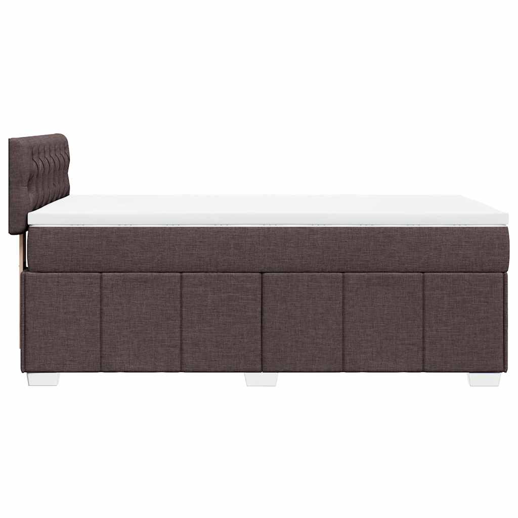 vidaXL Lit boxspring avec matelas Marron foncé 90x200 cm Tissu