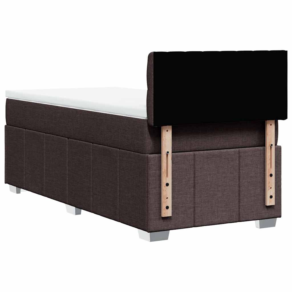 vidaXL Lit boxspring avec matelas Marron foncé 90x200 cm Tissu