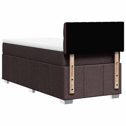 vidaXL Lit boxspring avec matelas Marron foncé 90x200 cm Tissu