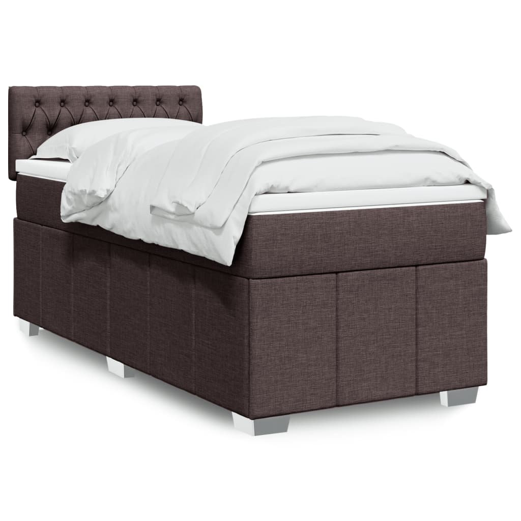 vidaXL Lit boxspring avec matelas Marron foncé 90x200 cm Tissu