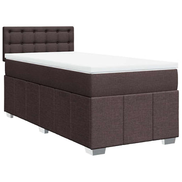 vidaXL Lit boxspring avec matelas Marron foncé 90x200 cm Tissu