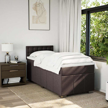 vidaXL Lit boxspring avec matelas Marron foncé 90x200 cm Tissu