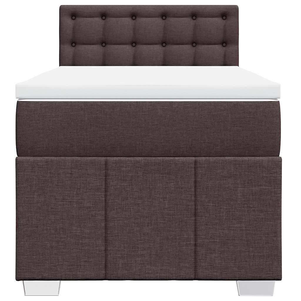 vidaXL Lit boxspring avec matelas Marron foncé 90x200 cm Tissu