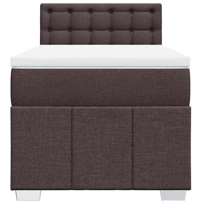 vidaXL Lit boxspring avec matelas Marron foncé 90x200 cm Tissu
