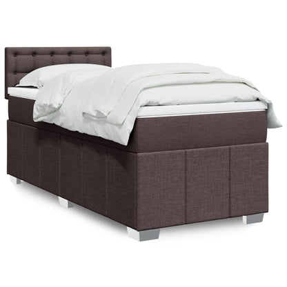 vidaXL Lit boxspring avec matelas Marron foncé 90x200 cm Tissu