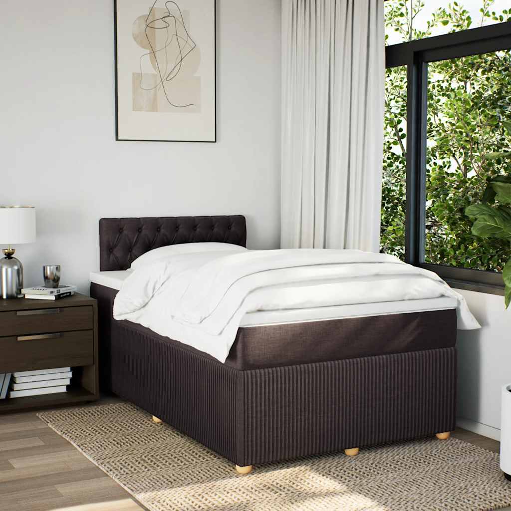 vidaXL Boxspringbett mit Matratze Dunkelbraun 120x200 cm Stoff