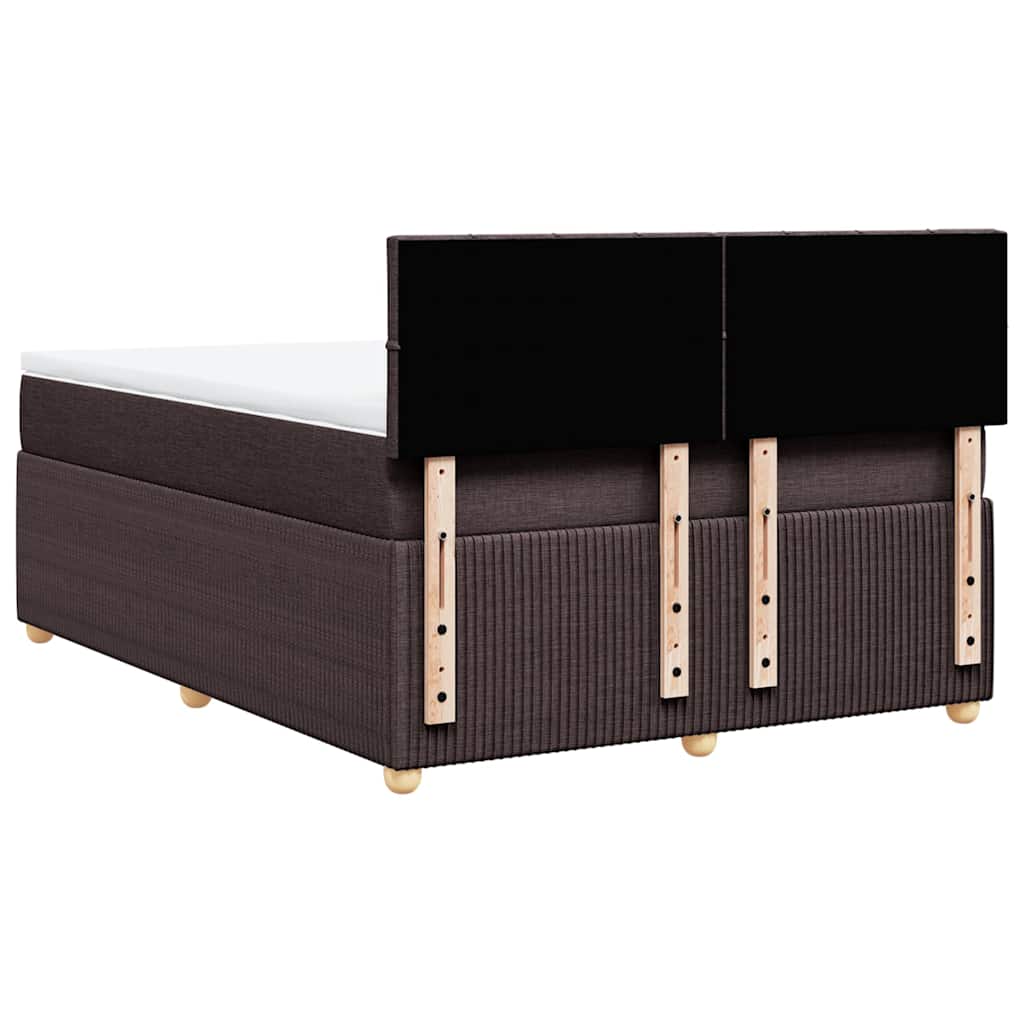 vidaXL Lit tapissier avec matelas Marron foncé 140x200 cm Tissu
