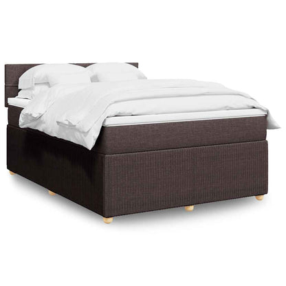 vidaXL Lit tapissier avec matelas Marron foncé 140x200 cm Tissu