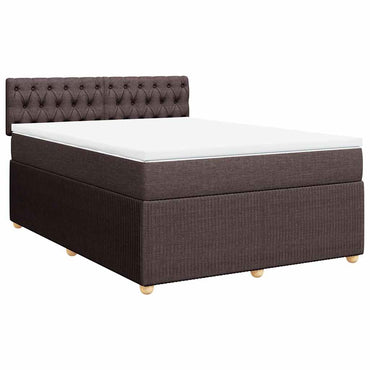 vidaXL Lit tapissier avec matelas Marron foncé 140x200 cm Tissu
