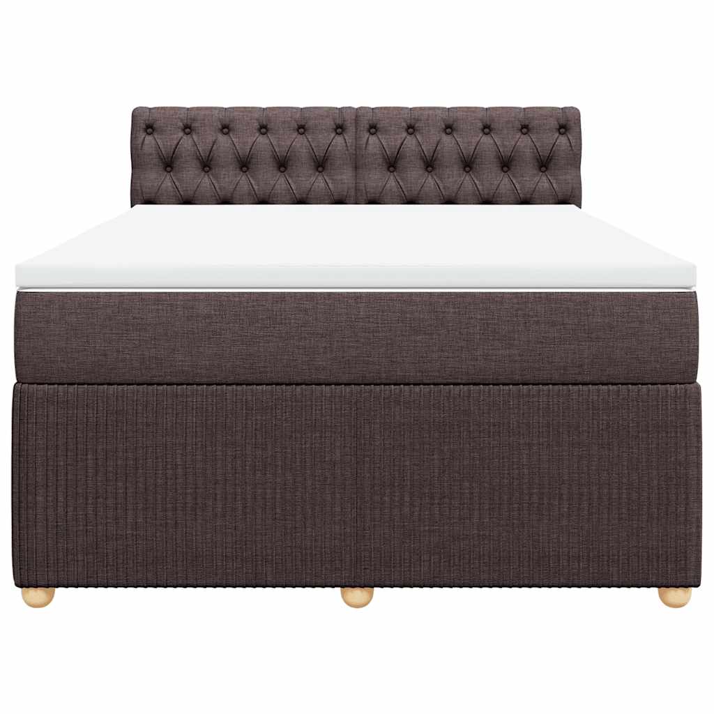 vidaXL Boxspringbett mit Matratze Dunkelbraun 140x200 cm Stoff