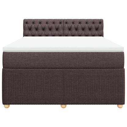 vidaXL Boxspringbett mit Matratze Dunkelbraun 140x200 cm Stoff
