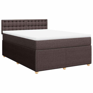 vidaXL Lit tapissier avec matelas Marron foncé 140x200 cm Tissu