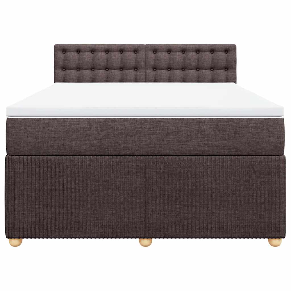 vidaXL Lit tapissier avec matelas Marron foncé 140x200 cm Tissu