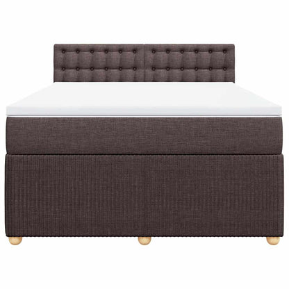 vidaXL Lit tapissier avec matelas Marron foncé 140x200 cm Tissu