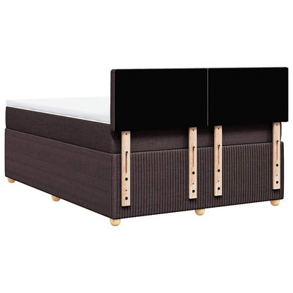 vidaXL Lit tapissier avec matelas Marron foncé 140x200 cm Tissu