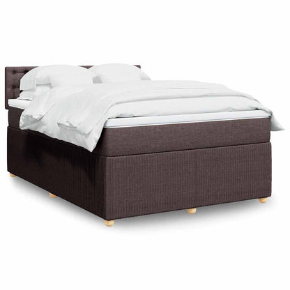 vidaXL Lit tapissier avec matelas Marron foncé 140x200 cm Tissu