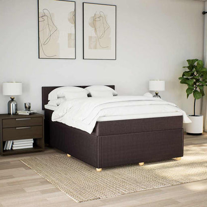 vidaXL Boxspringbett mit Matratze Dunkelbraun 160x200 cm Stoff