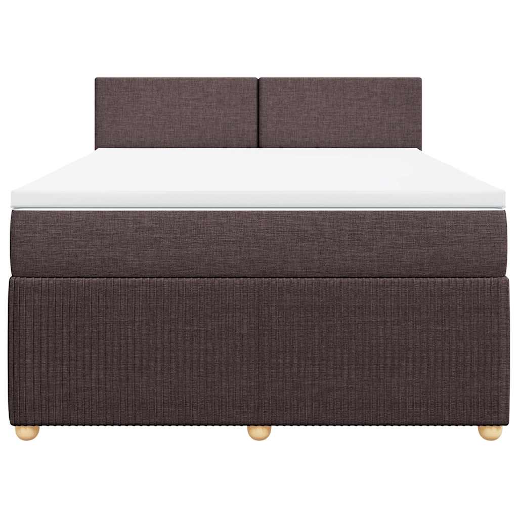 vidaXL Boxspringbett mit Matratze Dunkelbraun 160x200 cm Stoff
