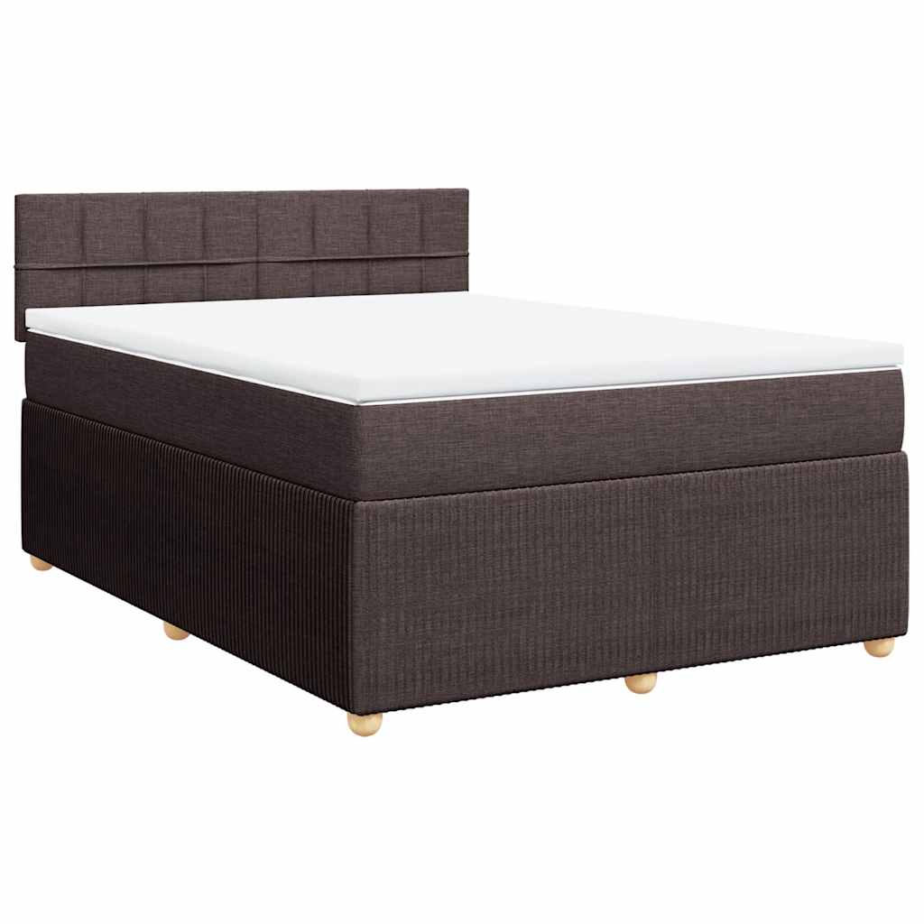 vidaXL Boxspringbett mit Matratze Dunkelbraun 160x200 cm Stoff
