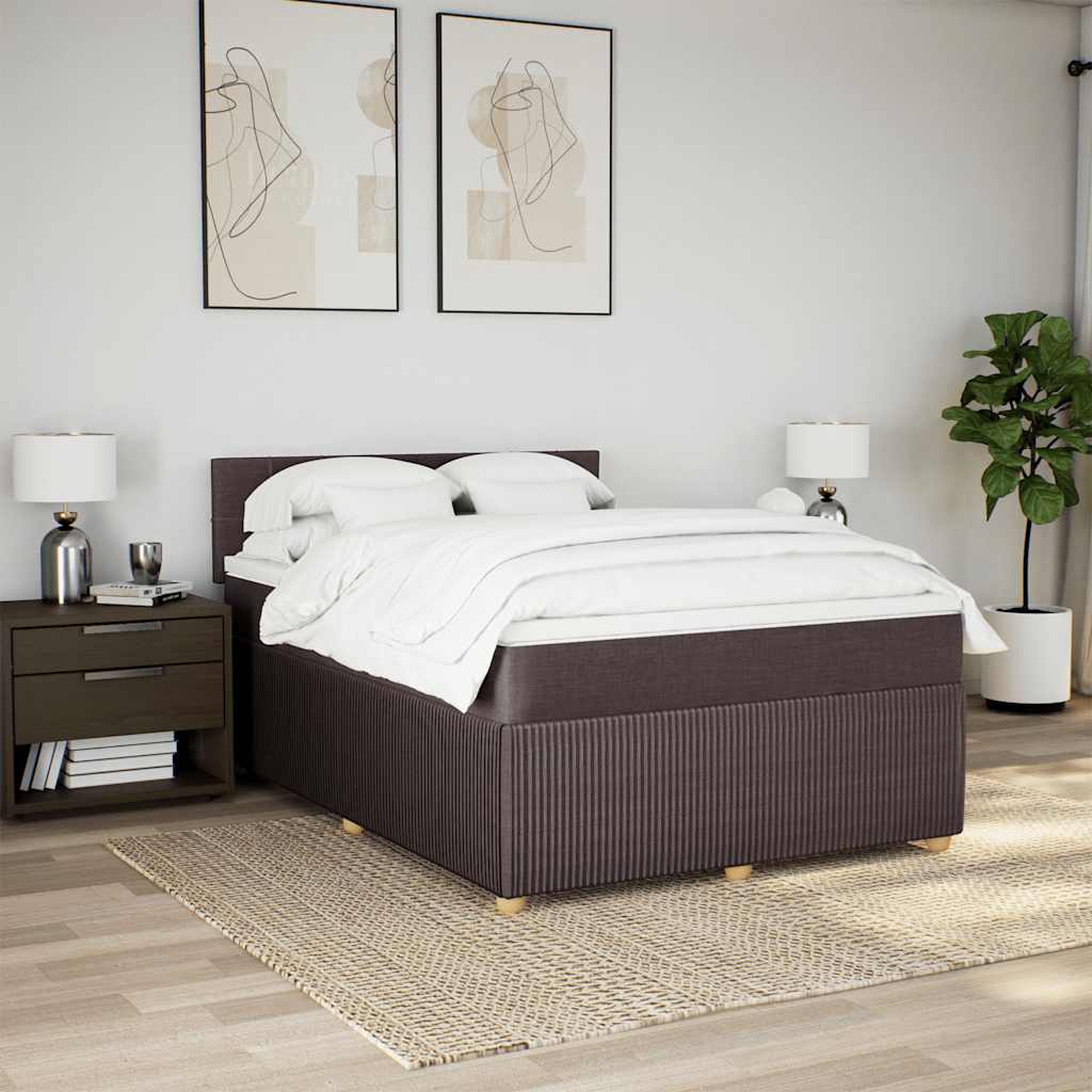 vidaXL Boxspringbett mit Matratze Dunkelbraun 160x200 cm Stoff