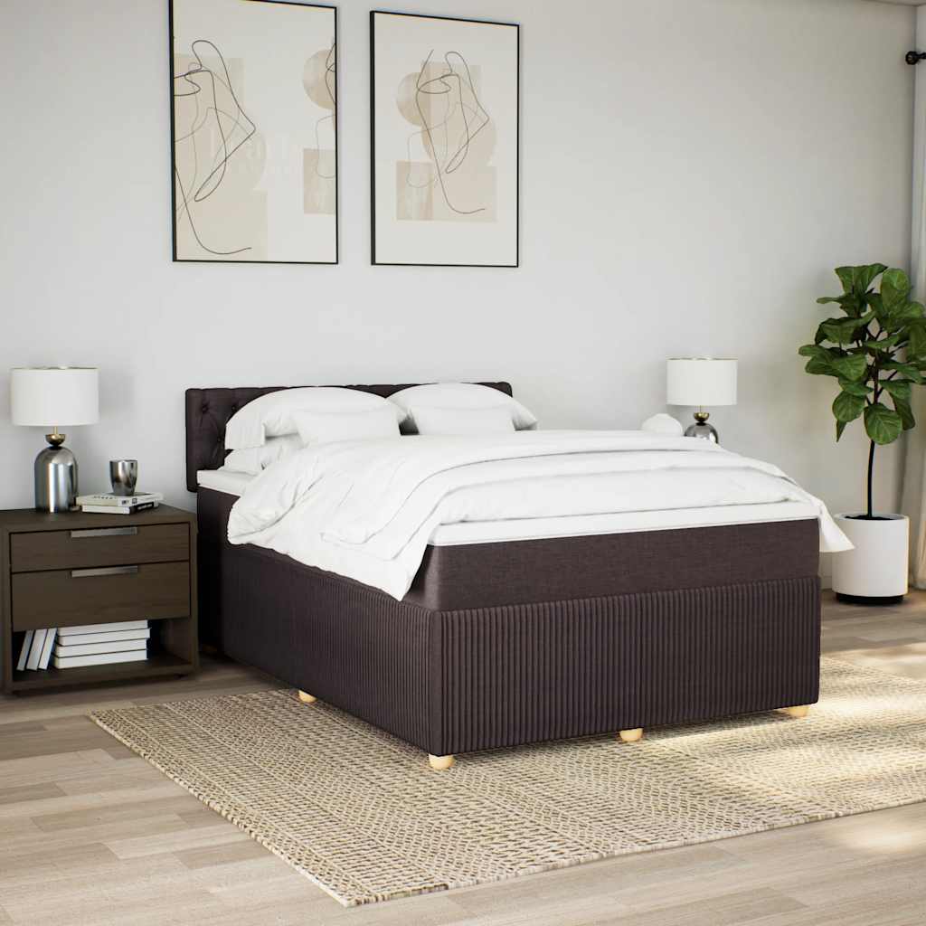 vidaXL Boxspringbett mit Matratze Dunkelbraun 160x200 cm Stoff